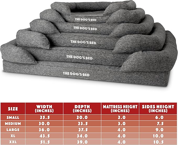 The Dog’s Bed, XL Grey Poly-Linen, Memory Foam, Pain Relief: Arthritis, Hip & Elbow Dysplasia, Post Surgery, Lameness, Supportive, Calming, Waterproof Washable Cover, Veterinary Approved