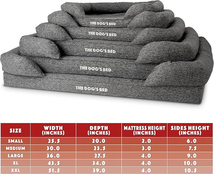 The Dog’s Bed, Large Grey Linen, Memory Foam, Pain Relief: Arthritis, Hip & Elbow Dysplasia, Post Surgery, Lameness, Supportive, Calming, Waterproof Washable Cover, Veterinary Approved