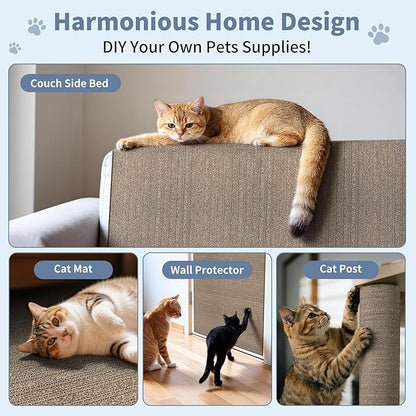 Natural Cork Cat Scratcher Mat, Hook-and-Loop Trimmable Furniture Protector for Couch, Door, Wall & Bed Corner, Claw-Friendly for Indoor Cats (Smoke Gray, 39.4 x 11.8 Inch)