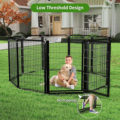 Dog Playpens with Low Threshold Gate, 40 Inch 20 Panels Heavy Duty Outdoor Dog Play Pen, RV Camping Yard Indoor Puppy Playpen Portable Pet Pen Fence for Large/Medium/Small Dogs