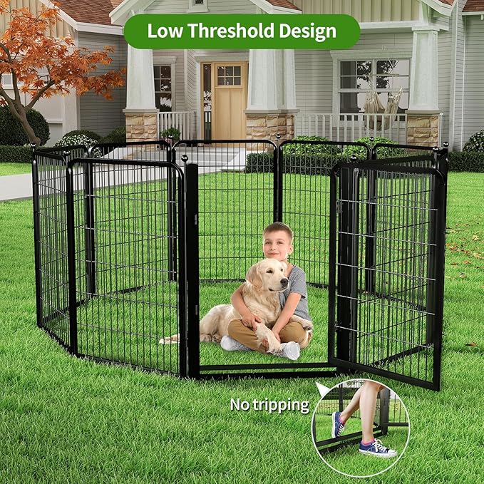 Dog Playpens with Low Threshold Gate, 40 Inch 28 Panels Heavy Duty Outdoor Dog Play Pen, RV Camping Yard Indoor Puppy Playpen Portable Pet Pen Fence for Large/Medium/Small Dogs