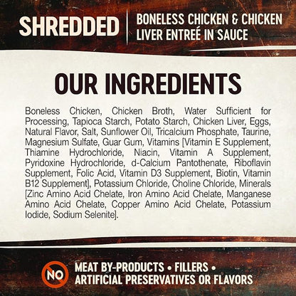 Wellness CORE Signature Selects Shredded Adult Wet Cat Food, Natural, Protein-Rich, Grain Free, 5.3 Ounce, 12 Pack (Chicken & Chicken Liver)