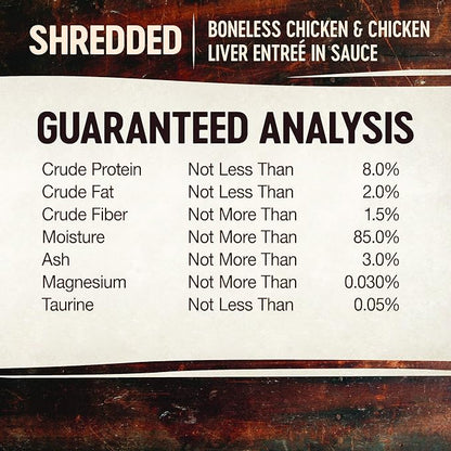 Wellness CORE Signature Selects Shredded Adult Wet Cat Food, Natural, Protein-Rich, Grain Free, 2.8 Ounce, 12 Pack (Chicken & Chicken Liver)