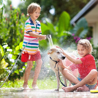 3 Mode Dog Shower Attachment, High Pressure Handheld Sprayer with ON/OFF Switch, Metal Shower Diverter, 118 Inches Stainless Steel Hose, No Drill Hook, for Indoor and Outdoor Pet Bathing and Washing