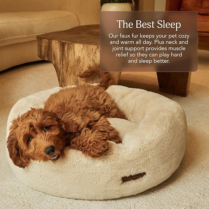 UnHide Floof Pet Bed - XL (40"x14") - Extra Soft Dog Bed - Removable Faux Fur Cover - Machine Washable - Helps Ease Pet Anxiety & Provides The Perfect Sleep - Deer