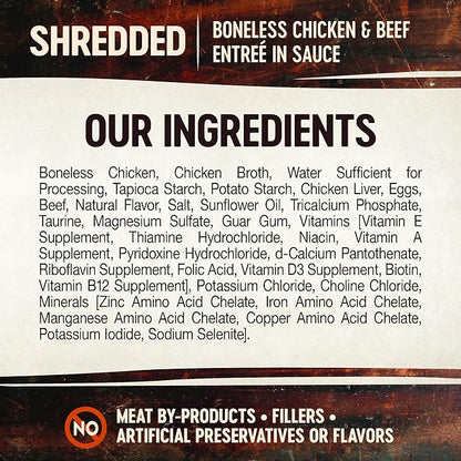 Wellness CORE Signature Selects Shredded Adult Wet Cat Food, Natural, Protein-Rich, Grain Free, 5.3 Ounce, 12 Pack (Chicken & Beef Entree)