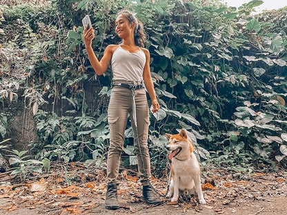 Tuff Pupper Heavy Duty Hands Free Dog Leash | One Small/Medium Dog Up to 45 lbs | Comfortable Shock Absorbing Bungee | Reflective Padded Handles | Lumbar Waist Belt 26-38" | Jogging Running Leash