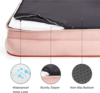 Bedsure XL Orthopedic Dog Bed for Extra Large Dogs - Washable XLarge Dog Cat Bed Waterproof, Comfort Dogs Couch Sofa with Washable Removable Cover, Pet Bed with Nonskid Bottom, Pink, 42"