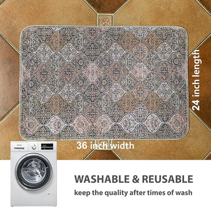 nunubaby Washable Pee Pads for Dogs, Stylish, Non-Slip and Leak-Proof Pee Pads. Reusable Potty Pads for Dogs for Crates and Floors.(Brown/Multi, 24" x36")