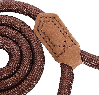Mile High Life | Premium Leather Dog Leash | Strong Rope Leash | Leather Handle | Zinc Alloy Strong Clasp | Small Medium Large Dogs | 4/5/6 Feet(Dark Brown, 48 Inch (Pack of 1))