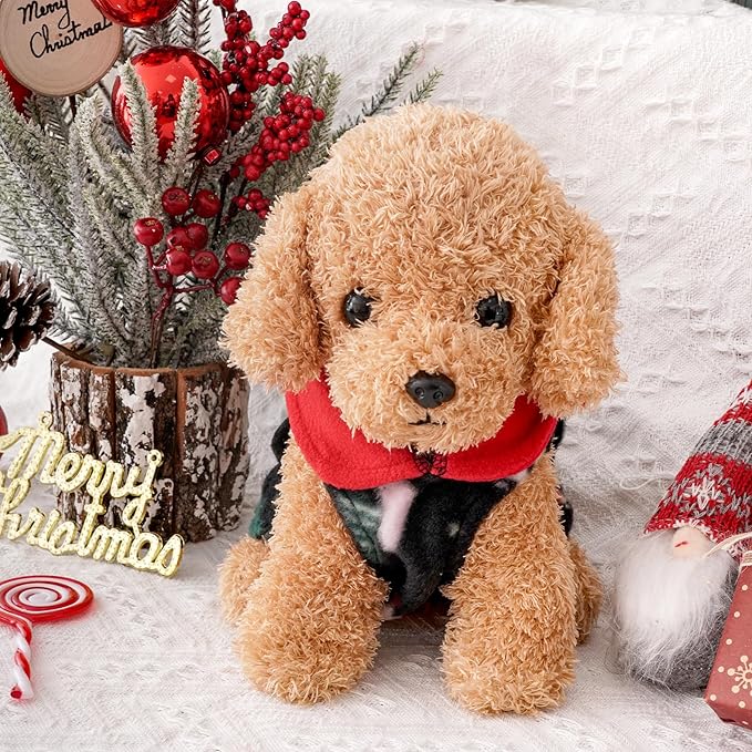 Rbenxia 4 Pieces Red Buffalo Plaid Dog Sweaters with Leash Ring Soft Fleece Vest Dog Pullover Warm Jacket Pet Dogs Clothes Winter Dogs Outfits for Small Puppy Cat Pets (Medium)