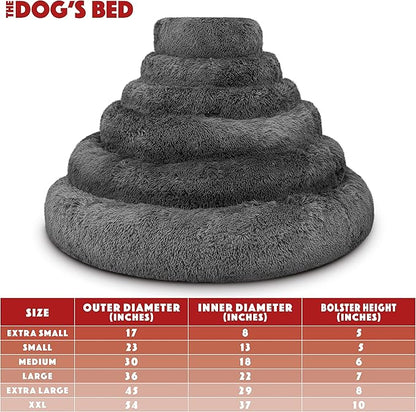 The Dog’s Bed Sound Sleep Donut Dog Bed, Medium Dark Grey Fur Calming Nest Bed, Veterinary Approved