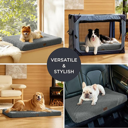 Bedsure Self Warming Dog Beds Large Sized Dog - Extra-Large Puppy Bed with Removable Washable Cover, Orthopedic Egg Crate Foam Pet Mat, Suitable for Pet Up to 100 lbs (Non Electric)