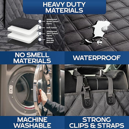 Ruff Liners XL Floor Cover with Door Protection, Black – As Seen on Shark Tank – Fits Full Size Crew Cab Trucks with Fold Up Seats, Waterproof & Machine Washable – Sturdy XL Dog Hammock for Truck