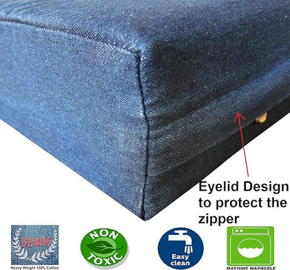 Dogbed4less Extra Large Gel-Infused Memory Foam Dog Bed, Orthopedic Ultra Plush Human Grade Mattress, Thick Waterproof Lining and Heavy Duty Blue Denim Cover, Fit XL 48"X30" Crate