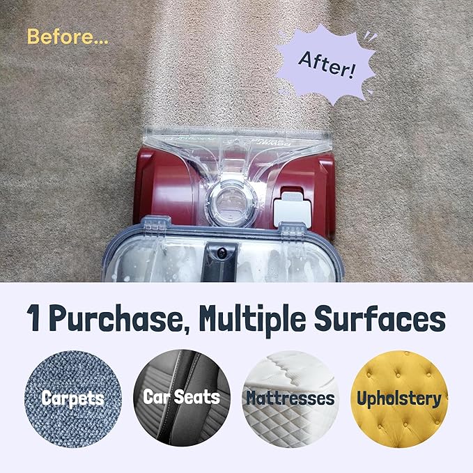 Sunny & Honey Carpet Cleaner Shampoo - Pet Stain Remover & Surface Smell Eliminator - Rug Cleaner & Upholstery Cleaner Solution for Machine Use (128 fl oz, Light Lavender Scent)