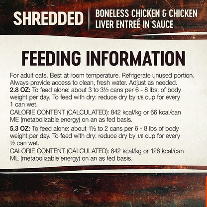 Wellness CORE Signature Selects Shredded Adult Wet Cat Food, Natural, Protein-Rich, Grain Free, 5.3 Ounce, 12 Pack (Chicken & Chicken Liver)