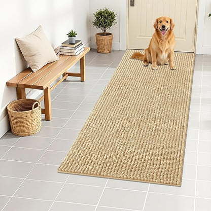 OLANLY Dog Door Mat for Muddy Paws 47x24, Ultra Absorbent Chenille Mud Doormat, Non-Slip Washable and Dirt Trapping Doormat for Indoor Entryway, Quick-Dry Indoor Pet Bed Mats for Dogs, Beige