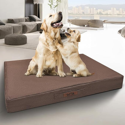 Sytopia 42 Inch Orthopedic Waterproof Dog Crate Bed for Extra Large Dogs, Removable Washable Cover, Egg Crate Foam Mat, Suitable for Dogs Up to 100 Lbs, Brown