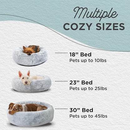 Best Friends by Sheri SnuggleSoft Faux Fur Calming Donut Bed for Dogs, Gray, Medium, 30x30