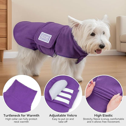 cyeollo Small Dog Sweater, Fleece Dog Sweaters Turtleneck Vest Soft Puppy Sweatshirt Stretchy Pet Fall Autumn Coat Warm Winter Clothes for Small Dogs Girl, Purple L