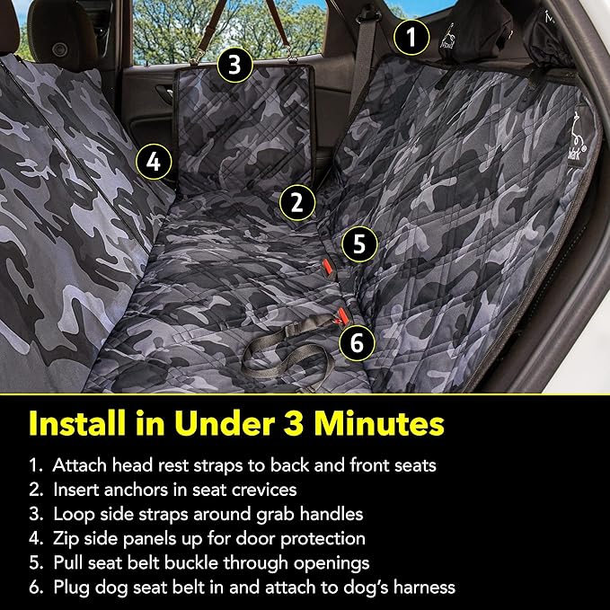 Meadowlark Dog Car Seat Cover, Heavy Duty Pet Seat Cover for Back Seat, Non-Slip Extra Padded Dog Hammock, Water-Resistant Back Seat Protector for Cars Trucks and SUVs (54" W x 58" L)