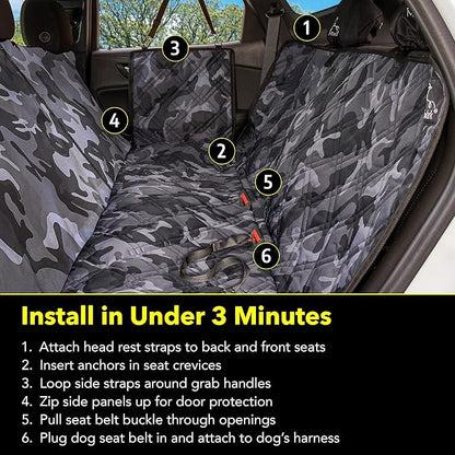 Meadowlark Dog Car Seat Cover, Heavy Duty Pet Seat Cover for Back Seat, Non-Slip Extra Padded Dog Hammock, Water-Resistant Back Seat Protector for Cars Trucks and SUVs (54" W x 58" L)