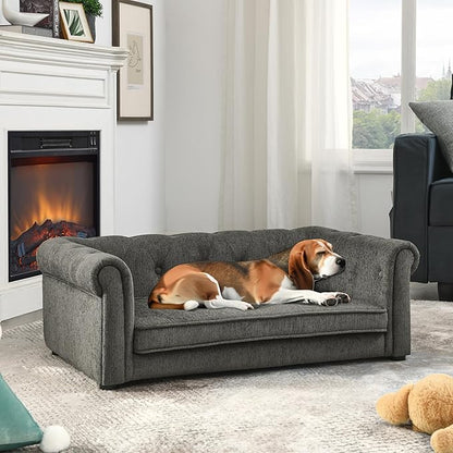 KEIKI 39" Dog Bed for Medium and Large Dogs, Elevated Pet Sofa Bed, Durable Elevated Couch Bed with Legs, Dark Gray