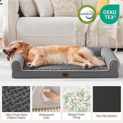 Warmrest Large Dog Beds Large Sized Dogs 45x35x7 Inch, Orthopedic XXL XL Dog Bed for Medium Size Dogs, Big Waterproof Couch Sofa with Removable Washable Cover for Pet, Dark Grey