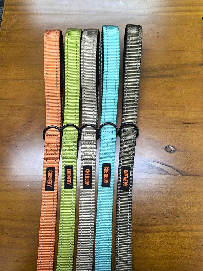 Heavy Duty Double Handle Leash - Reflective Training Lead for Large Breed Dogs (6FT Khaki)