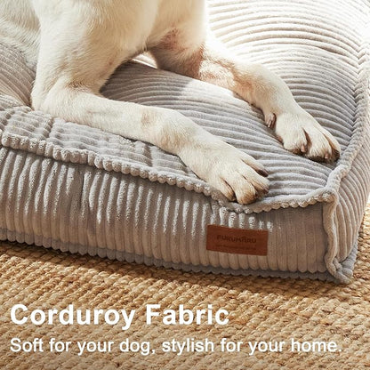 FUKUMARU 5.5-Inch Thick Dog Bed Mat, Washable Cat Bed with Waterproof Lining, Orthopedic Dog Beds for Senior Dogs, Cozy Flat Dog Kennel Bed for Crate, Non-Slip Pet Pillow Bed, Grey