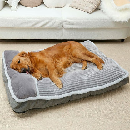 Dog Bed for Large Dogs, Dog Mattress with Pillow for Crate Kennel, Sofa pet Bed, Super Soft pet Bed for Medium, Jumbo, Small Dogs Breeds (Grey, XX-Large:(46"x30"x4")