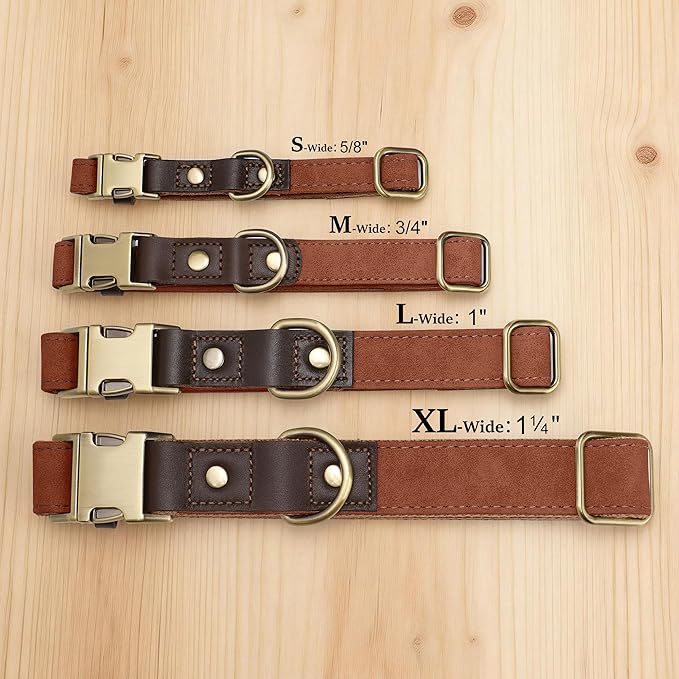Didog Soft PU Leather Dog Collar for Large Dogs,Classic Adjustable Wide Dog Collars with Quick Release Metal Buckle,Easy Clean and Comfortable,Reddish Brown,XL Neck 20-27", Width 1.2"