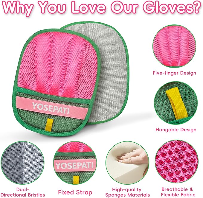 Thickened Ectrostatic Pet Hair Removal Glove for Cat & Dog, Upgraded Five-Finger Reusable Magic Brush Pet Hair Remover Tool for Couch, Clothing, Carpet & Car Seat, Cat Grooming Gloves