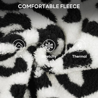 PUMYPOREITY Cozy Fleece Cat Sweater - Stretchy & Warm Knitted Cat Shirt, Super Soft Kitten Sweater, Machine Washable Pet Clothing for Comfort & Style, Black Leopard, XS