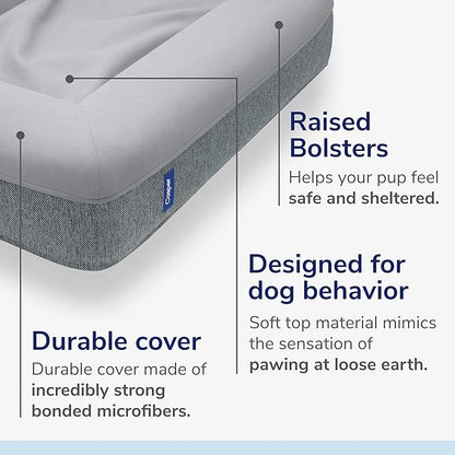Casper Dog Bed, Plush Memory Foam, Small, Gray, 26.0"L x 19.0"W x 6.0"Th