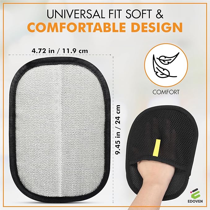 2 Pack Pet Hair Removal Glove - Pet Hair Removal Glove for Dogs & Cats, Electrostatic Pet Hair Remover for Loundry, Couch, Carpet, Clothing, Bed & Car Seat, Reusable Magic Brush Pet Hair Tool - Black
