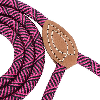 Mile High Life Rope Leash with Genuine Leather Connection, 6 FT/5 FT/4 FT, Heavy Duty Leash for Medium & Large Dogs (Hot Pink, 48 Inch)