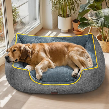 Orthopedic Dog Bed for Extra Large Dogs with Removable Washable Cover - XL Dog Couch Sofa with Waterproof Lining & Non-Slip Base, Double-Sided Comfort Pet Bed, 44", Grey