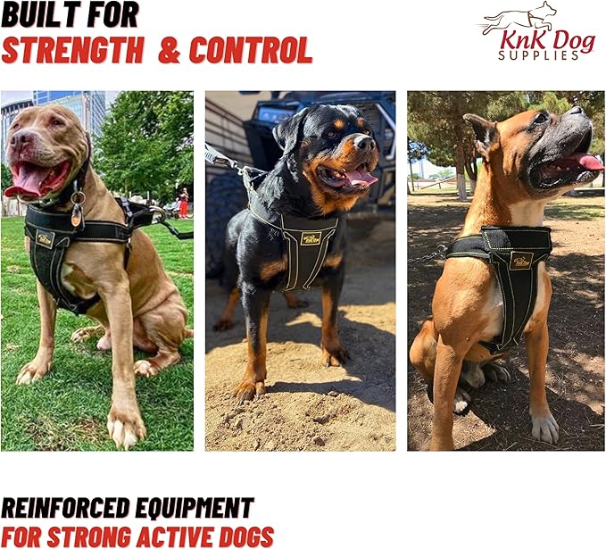 KNK, Heavy Duty Dog Harness for Pitbulls, Bullies & Large Breeds – No Pull, Ultra Durable, Soft Padded Chest, Metal Leash Attachment