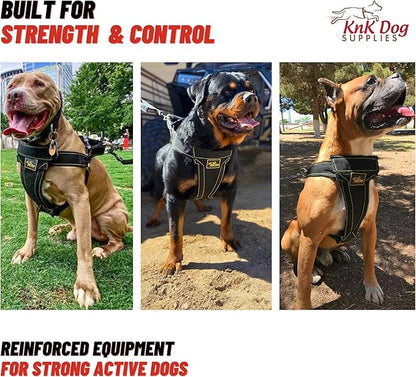 KNK, Heavy Duty Dog Harness for Pitbulls, Bullies & Large Breeds – No Pull, Ultra Durable, Soft Padded Chest, Metal Leash Attachment