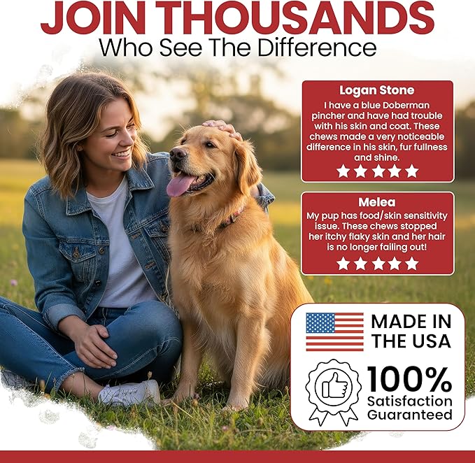 Omega for Dogs - 180 Delicious Soft Chews - Salmon Oil Treats for Skin and Coat, Itch Relief - Fish Oil Blend of Essential Fatty Acids, Omega 3, 6, and 9, and Vitamins - Smoked Bacon Flavor