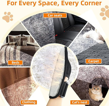 MMGOPET Pet Hair Remover Glove for Cats & Dogs, Patented Adjustable Strap, Reusable Five-Finger Grooming Glove, Non-Slip Fit, Removes Pet Hair from Couch, Carpet, Laundry & Car Seat, 2Pcs