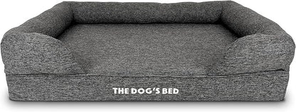 The Dog’s Bed, Large Grey Linen, Memory Foam, Pain Relief: Arthritis, Hip & Elbow Dysplasia, Post Surgery, Lameness, Supportive, Calming, Waterproof Washable Cover, Veterinary Approved