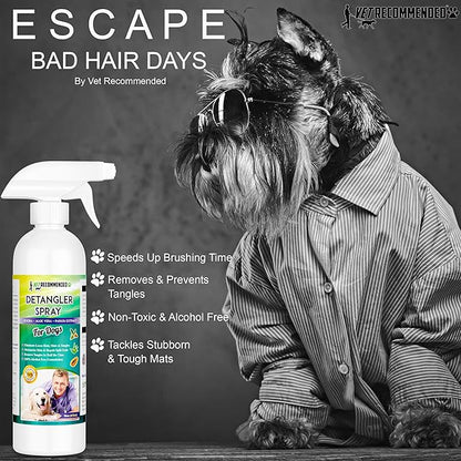 Vet Recommended Dog Detangler Spray & Conditioner – Made from Fresh Natural Extracts of Papaya, Jojoba & Aloe Vera | Eliminate Loose Hair, Remove Matts and Rejuvenate Coat | Made in USA | 16 Oz