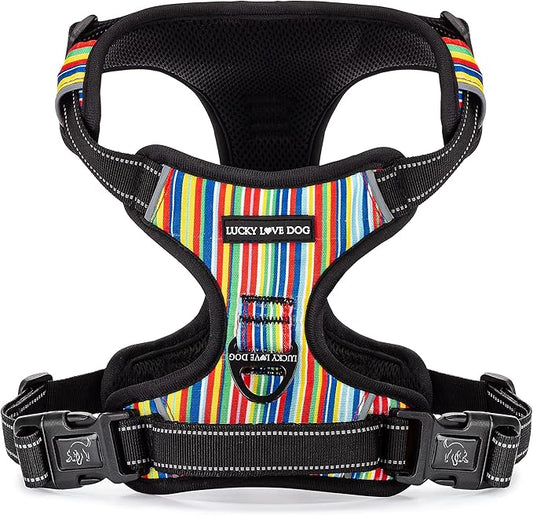 Lucky Love Dog Harness, Easy to Walk, No Pull Dog Harness, Adjustable Custom Fit (Hippie, Medium)