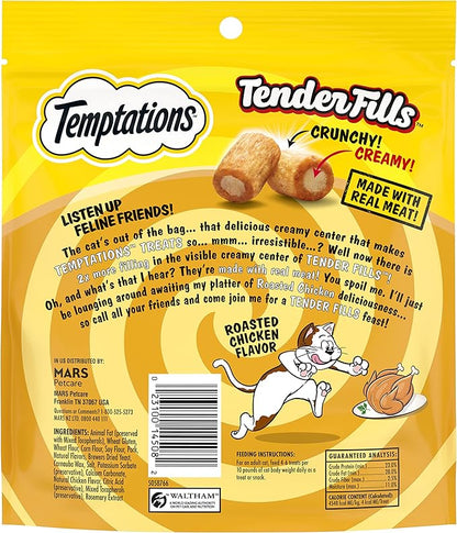 Temptations Tender Fills Crunchy and Soft Adult Cat Treats, Roasted Chicken Flavor, 11.6 oz. Pouch