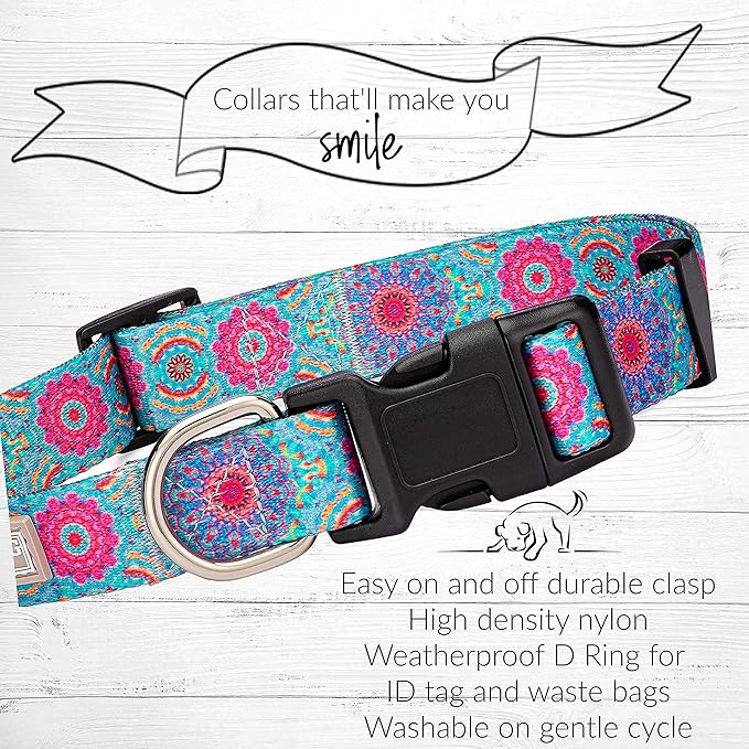 Lucky Love Dog - Adjustable Dog Collar with Easy Click Buckle for Medium, Durable, & Comfortable for Male & Female Dogs, Pet Collar for Puppies & Adult Dogs - Clara, Medium