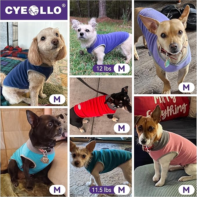 cyeollo 2 Pack Dog Sweater Soft Stretchy Fleece Vest with Reflective Stripe Pullover Sweatshirt Dog Jacket Lightweight Pet Clothes in Cold Weather Sweaters for Small Dogs Cats Grey & Blue