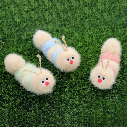 Jumpaws Interactive Natural 3 PK Catnip Toy, with Rattle, Bite Resistant, for All Ages Indoor Cat, Soft Caterpillar Toys, Fluffy Kitten Toy